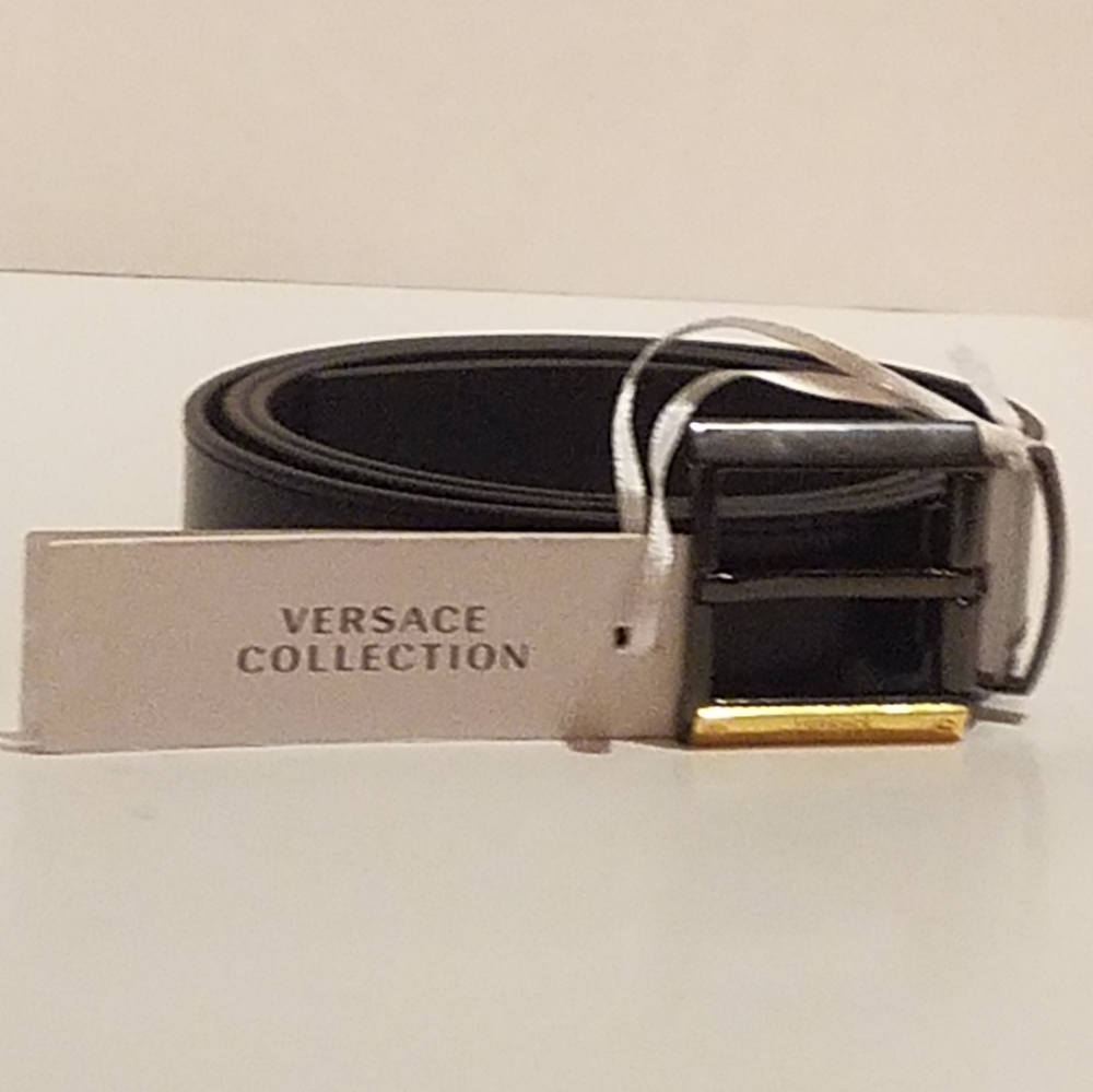 Versace Collection Mens Black Leather Belt. NWT!